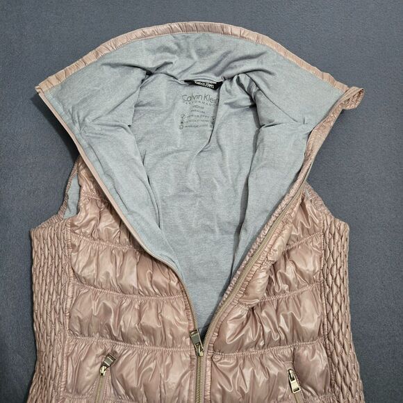 Calvin Klein Performance Women M Pink Premium Duck Down Puffer Vest Full Zip - Picture 4 of 15